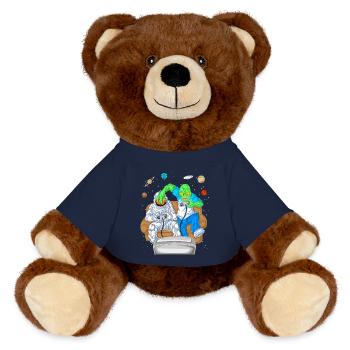 Alien Astronaut Gaming Shirt - MiniFeet® RecycelBär® Teddy Bear Brown - french navy - Front