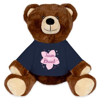 Hochzeit Team Braut Blütenzauber - MiniFeet® RecycelBär® Braun - French Navy - Vorne