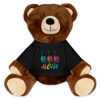 Hawaii Vacation Aloha Pineapple Trio - MiniFeet® RecycelBär® Teddy Bear Brown - black - Front