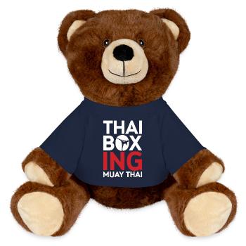 Thai Boxing Muay Thai Emblem - MiniFeet® RecycelBär® Teddy Bear Brown - french navy - Front