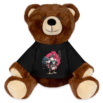 Rooster Samurai Armor - MiniFeet® RecycelBär® Teddy Bear Brown - black - Front