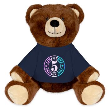 5. Geburtstag Junge Mädchen - MiniFeet® RecycelBär® Braun - French Navy - Vorne