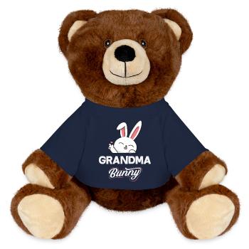 Joyeuse Pâques, douce chasse aux œufs du lapin, œufs de Pâques - Nounours RecycelBär® marron - bleu marine - Devant