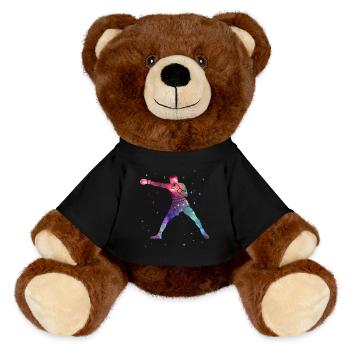 Boxer Boxing Space Kids Men Boys - MiniFeet® RecycelBär® Teddy Bear Brown - black - Front