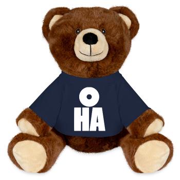 Oha! Fette minimalistische Typografie - MiniFeet® RecycelBär® Braun - French Navy - Vorne