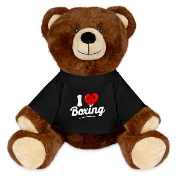 Ich liebe Boxen - MiniFeet® RecycelBär® Braun - Schwarz - Vorne