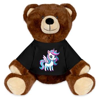 Licorne arc-en-ciel mignonne - Nounours RecycelBär® marron - noir - Devant