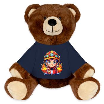 Hero in red the firefighter - MiniFeet® RecycelBär® Teddy Bear Brown - french navy - Front