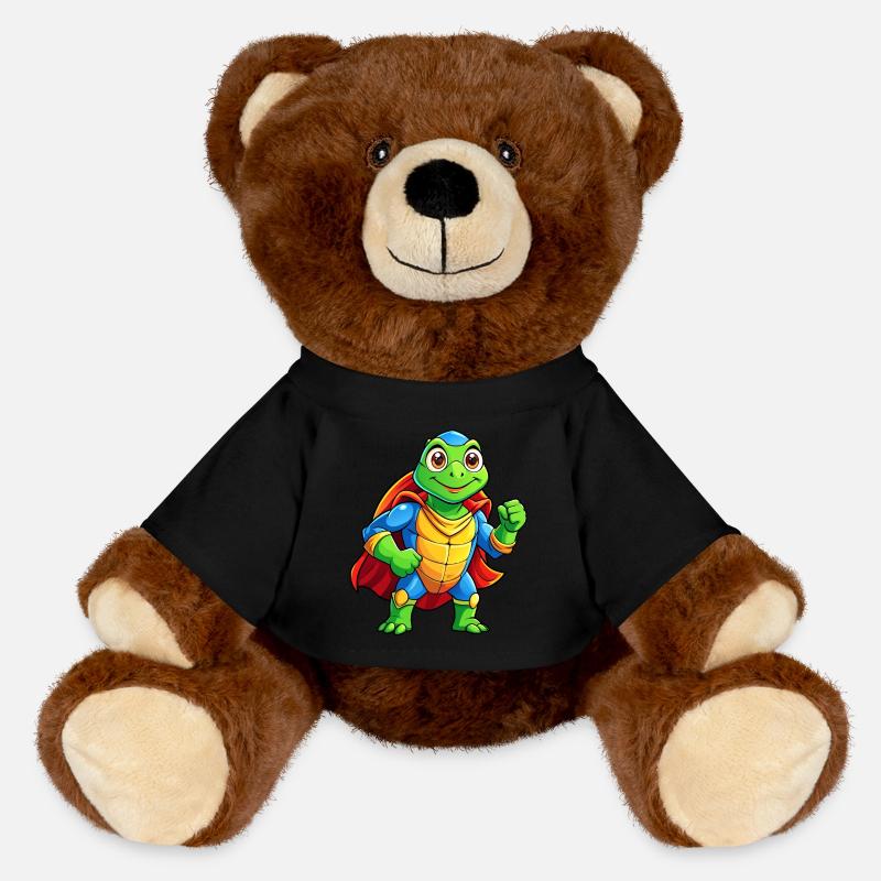 Tortue super-héroïne méga mignonne - Nounours RecycelBär® marron - noir