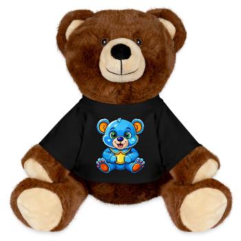 Blauer Teddy - MiniFeet® RecycelBär® Braun - Schwarz - Vorne