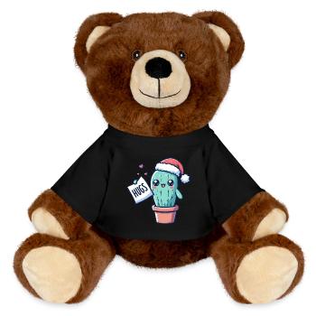 lustiger Kaktus zu Weihnachten möchte kuscheln - MiniFeet® RecycelBär® Braun - Schwarz - Vorne