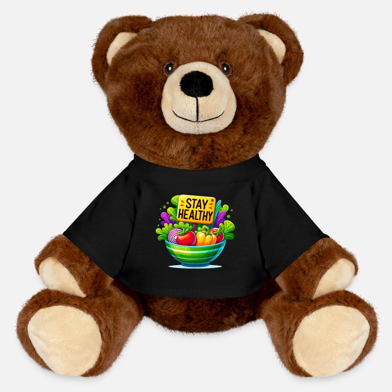Frische Salatschüssel mit gesunder Botschaft - MiniFeet® RecycelBär® Braun - Schwarz