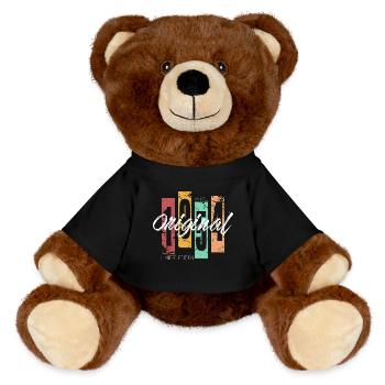 1954 Vintage Retro Birthday - MiniFeet® RecycelBär® Teddy Bear Brown - black - Front