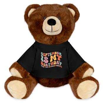 September Geburtstag - MiniFeet® RecycelBär® Braun - Schwarz - Vorne