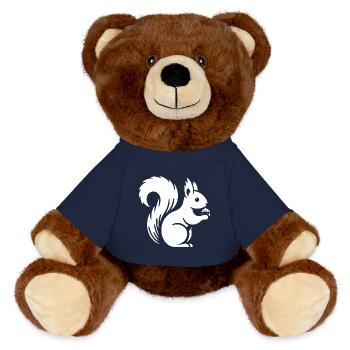 Silhouette d’écureuil minimaliste avec écrou - Nounours RecycelBär® marron - bleu marine - Devant