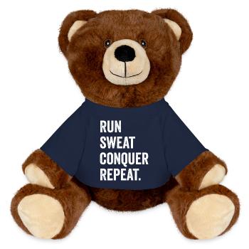 Laufen. Schwitzen. Erobern. Wiederholen. - MiniFeet® RecycelBär® Braun - French Navy - Vorne