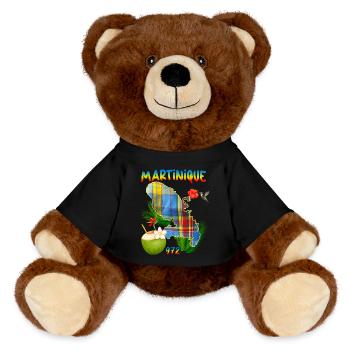 Martinique Madras Tropical Colibri - Nounours RecycelBär® marron - noir - Devant