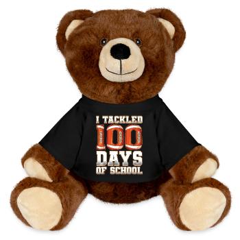 Ich habe 100 Tage Schulfußball in Angriff genommen - MiniFeet® RecycelBär® Braun - Schwarz - Vorne
