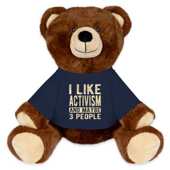 Aktivismus-Spruch - MiniFeet® RecycelBär® Braun - French Navy - Vorne