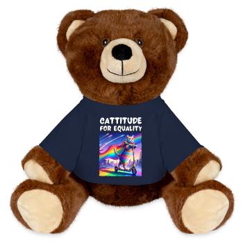 Gay pride. Cattitude for equality - MiniFeet® RecycelBär® Teddy Bear Brown - french navy - Front