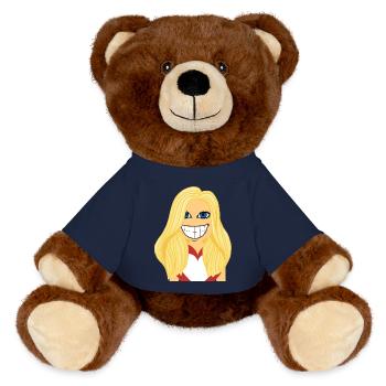 Blonde Frau verliebt - MiniFeet® RecycelBär® Braun - French Navy - Vorne
