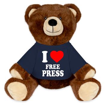 i love free press - Nounours RecycelBär® marron - bleu marine - Devant