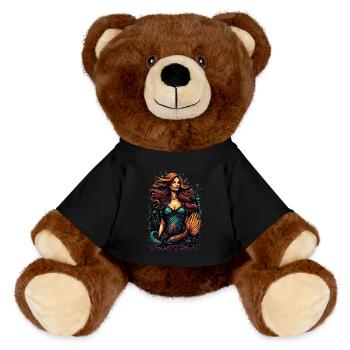 Farbenfrohe Meerjungfrau – Fantasievolle Großstadt - MiniFeet® RecycelBär® Braun - Schwarz - Vorne