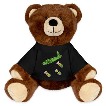 Green Pineapple Bomb Plane - MiniFeet® RecycelBär® Teddy Bear Brown - black - Front