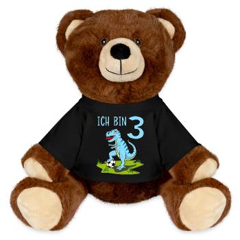 Dinosaure Rex Football 3 Anniversaire Bleu - Nounours RecycelBär® marron - noir - Devant