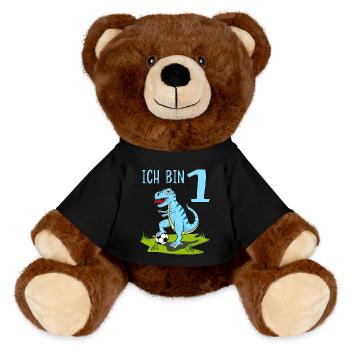 Dinosaure Rex Football 1 Anniversaire Bleu - Nounours RecycelBär® marron - noir - Devant