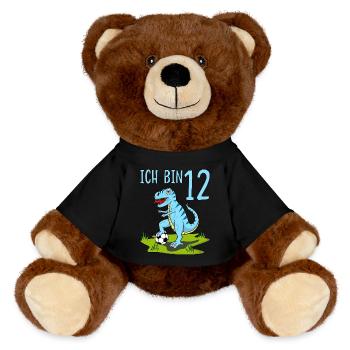 Dinosaure Rex Football 12 Anniversaire Bleu - Nounours RecycelBär® marron - noir - Devant