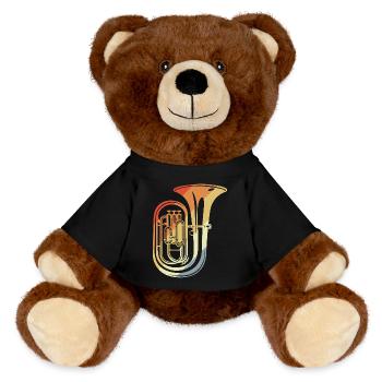 90er Jahre Tuba Skizze - MiniFeet® RecycelBär® Braun - Schwarz - Vorne