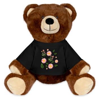Florales Blumenshirt - MiniFeet® RecycelBär® Braun - Schwarz - Vorne