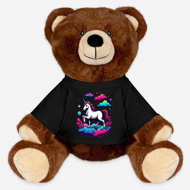 Fantasy-Einhorn, das auf Wolken läuft – Magic Sky Art - MiniFeet® RecycelBär® Braun - Schwarz