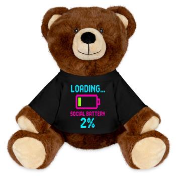 Loading Social Battery – Citation amusante à faible consommation d’énergie - Nounours RecycelBär® marron - noir - Devant