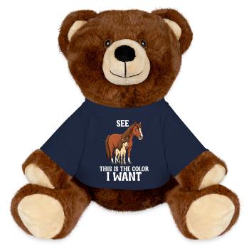 Humour Cheval Cavalier Équitation - Nounours RecycelBär® marron - bleu marine - Devant