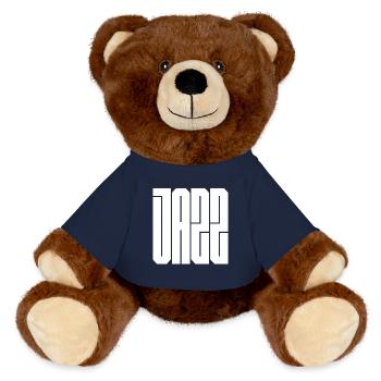 Jazzblock-Typografie - MiniFeet® RecycelBär® Braun - French Navy - Vorne