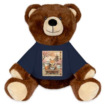 Fuchs Ramen Japanischer Vintage Stil - MiniFeet® RecycelBär® Braun - French Navy - Vorne