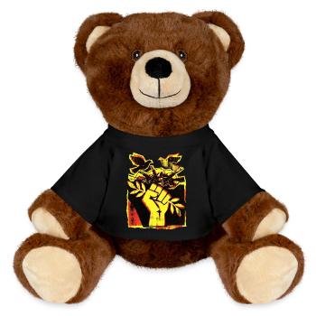 Frieden Peace Pazifisten - MiniFeet® RecycelBär® Braun - Schwarz - Vorne