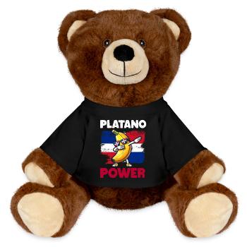 Dominican Republic Platano Power Flag for Kids - MiniFeet® RecycelBär® Teddy Bear Brown - black - Front