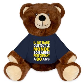 80 ans performant cadeau d'anniversaire 80 ans - Nounours RecycelBär® marron - bleu marine - Devant