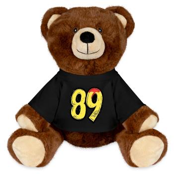 89 Zahl Bunt - MiniFeet® RecycelBär® Braun - Schwarz - Vorne