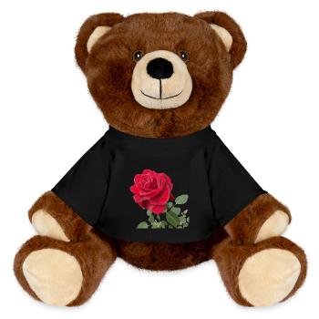 Red rose - MiniFeet® RecycelBär® Teddy Bear Brown - black - Front