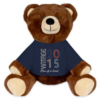 9-jähriges Jubiläum 2015 - Vintage-Retro-Geschenkidee - MiniFeet® RecycelBär® Braun - French Navy - Vorne