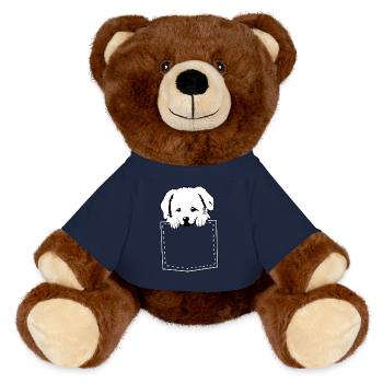 süßer Hund auf Brust - MiniFeet® RecycelBär® Braun - French Navy - Vorne
