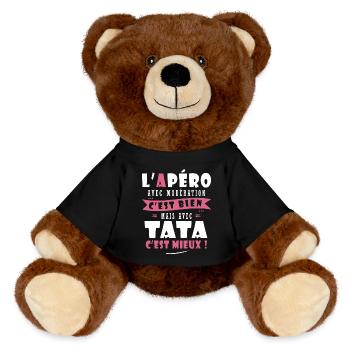 Tata Cadeau tati Humour cadeau tante - Nounours RecycelBär® marron - noir - Devant