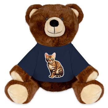 Bengal Cat - MiniFeet® RecycelBär® Teddy Bear Brown - french navy - Front