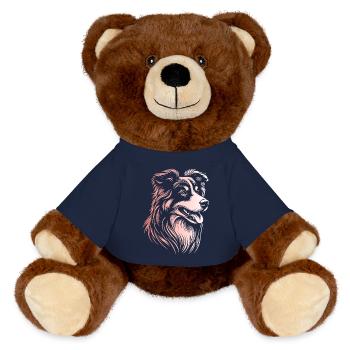 Australian Shepherd Traits 3 Gradient - MiniFeet® RecycelBär® Teddy Bear Brown - french navy - Front