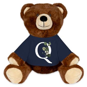 Letter Q Botanical Green - MiniFeet® RecycelBär® Teddy Bear Brown - french navy - Front