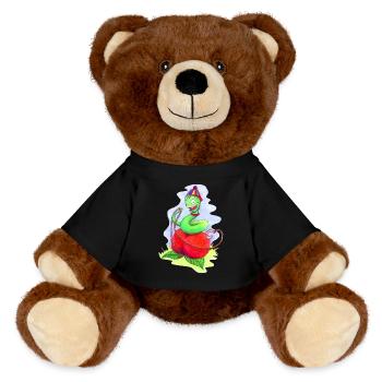 Worm Rascal from children's book - MiniFeet® RecycelBär® Teddy Bear Brown - black - Front